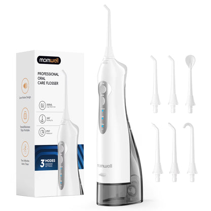 D52 Portable Cordless Water Flosser USB Rechargeable Water Jet Floss Tooth Pick 6 Jet Tip 300Ml 3 Modes Teeth Clean for Travel