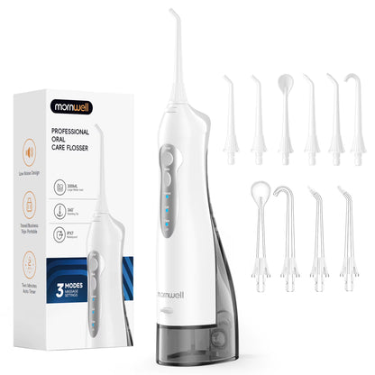 D52 Portable Cordless Water Flosser USB Rechargeable Water Jet Floss Tooth Pick 6 Jet Tip 300Ml 3 Modes Teeth Clean for Travel