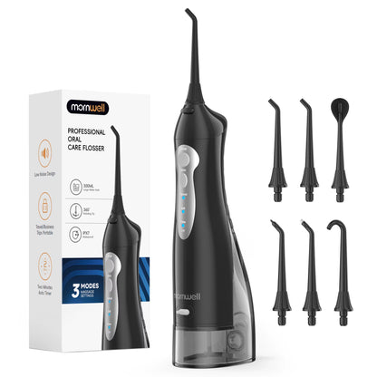 D52 Portable Cordless Water Flosser USB Rechargeable Water Jet Floss Tooth Pick 6 Jet Tip 300Ml 3 Modes Teeth Clean for Travel
